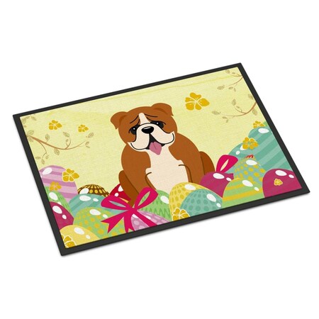 Carolines Treasures 18 x 27 in. Easter Eggs English Bulldog Red White Indoor or Outdoor Mat BB6120MAT